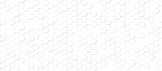 Seamless hexagon pattern on a clean white background, modern and minimalistic design. Geometric layout with evenly spaced hexagons, subtle shadows for depth, high-resolution vector style. 