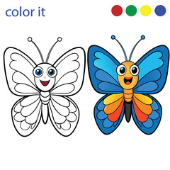 Obraz premium Colorful Butterfly Coloring book Page for Kids – Fun and Educational Outline Drawing