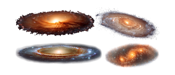 Pack of Galaxies Against Transparent Background for Space Education, Sci-Fi Artwork, or Astronomy-Themed Projects