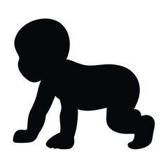 Obraz premium Silhouette of a baby crawling, illustrating developmental milestones in infancy stage