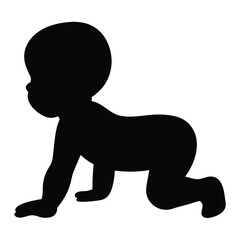 Silhouette of a baby crawling, symbolizing milestones in early childhood development