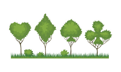 Trees in the shape of card suits from the royal garden. Alice in Wonderland