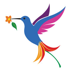 Obraz premium A vibrant-and-colorful-logo-featuring-a-hummingbird. 