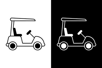 Golf Cart Icon Vector Monochrome Silhouette for Commercial Use.