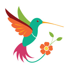 Obraz premium A vibrant-and-colorful-logo-featuring-a-hummingbird. 