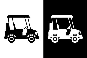 Fototapeta premium Golf Cart Icon Vector Monochrome Silhouette for Commercial Use.