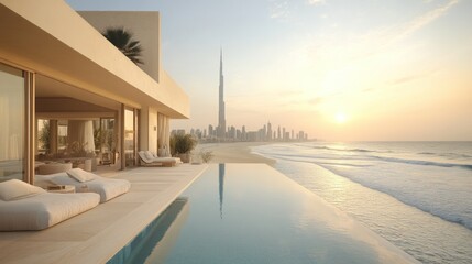 Modern beachfront villa with infinity pool