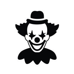 Creepy clown illustration featuring star eyes hat and big smile design