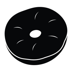 Fototapeta premium Stylized Black and White Donut Illustration with Simple Circular Design Elements