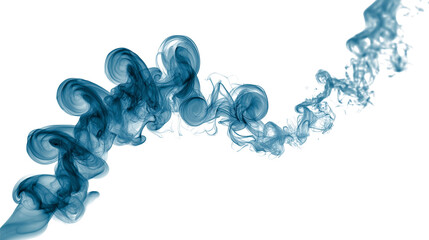 Abstract blue smoke trails isolated on white transparent background
