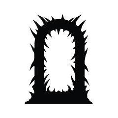 Silhouette illustration of a thorny gate frame or doorway on white background