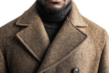 Warm autumn wool coat stylish double breasted design soft texture neutral tones men s fashion