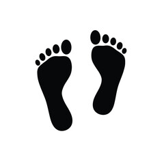 Black footprints isolated on white background symbolizing journey walking and human presence
