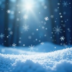 Winter snowflakes gently falling on a festive holiday banner, snowy scene, , decorations