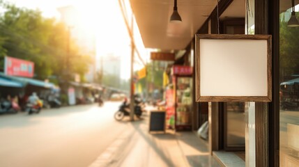 Obraz premium Blank Street Sign Mockup Urban Cityscape Branding