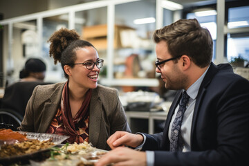 Diverse business people, including individuals with disabilities, collaborate at lovely office, engaging in conversations with colleagues and devising the financial strategy  
