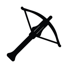 A simple stylized black and white image of a medieval crossbow weapon