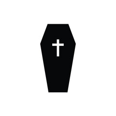 Black coffin silhouette vector with cross symbol representing death and mourning