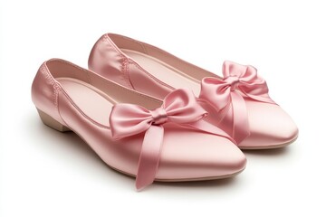 Elegant pink satin ballet flats with delicate bows perfect for a special occasion Soft luxurious