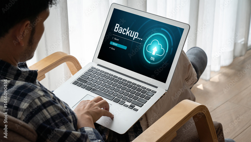 Poster backup storage data internet technology business concept. database storage cloud technology file dat