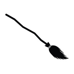 Silhouette of a witchs broomstick illustration for halloween celebrations and decorative designs