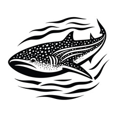 Abstract Black and White Whale Shark with Water Element Design