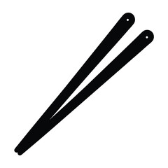 Graphic illustration of black chopsticks on a white background for dining