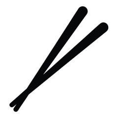 Simple Black Chopsticks Vector Image on White Background for Asian Cuisine