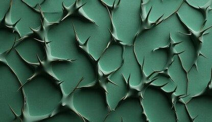 Abstract, textured, teal background with spiky protrusions