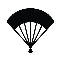 Elegant black silhouette of an open oriental fan with white background