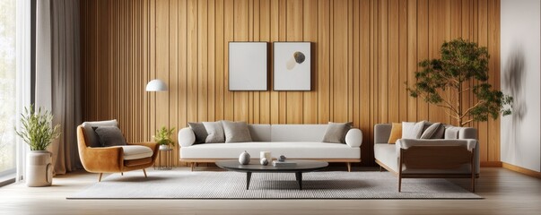 A modern living room displaying comfortable furniture and attractive decor elements