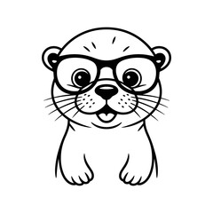 Smart Otter: A charming cartoon otter sporting stylish eyeglasses, a symbol of intellect and wit, adds a dash of playful humor to your design projects.