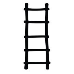 Monochrome simple line drawing of a ladder on a white background