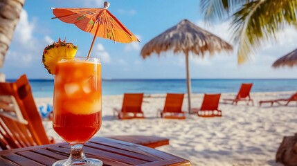 Tropical Beach Cocktail Summer Vacation Paradise