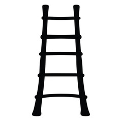 Simple black silhouette illustration of a ladder against a white background