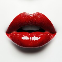 Obraz premium Close-up of Luscious Red Lips with Gloss