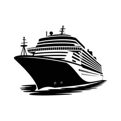 Obraz premium Cruise Ship on the Horizon: A sleek cruise ship cuts through the water, offering a promise of adventure and relaxation on the open sea. A symbol of travel and leisure.