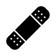 Simple Black Bandage Icon Isolated on White Background for First Aid Kits