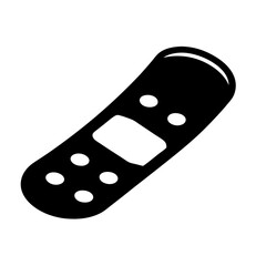 Black Silhouette of an Adhesive Bandage or Plaster on White Background