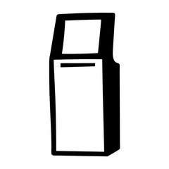 Black and white illustration of a self service kiosk machine terminal