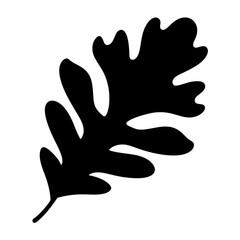 Obraz premium Monochrome Oak Leaf Silhouette Illustration on White Background, Vector Image