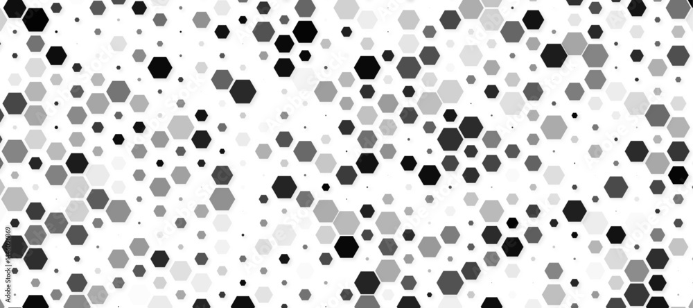 Poster black hexagon pattern on a clean white background, modern and minimalistic design. geometric layout 