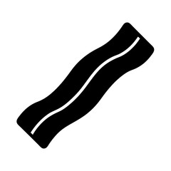 Striking black and white bacon icon that represents a tasty breakfast