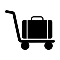 Black luggage suitcase on a cart in a simplified icon form