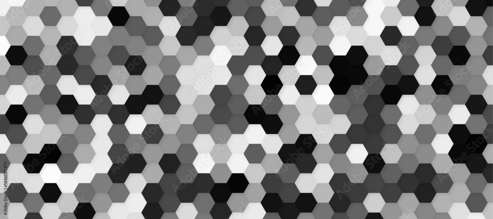 Poster black hexagon pattern on a clean white background, modern and minimalistic design. geometric layout 