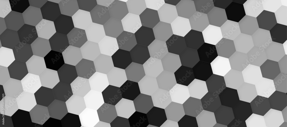 Poster black hexagon pattern on a clean white background, modern and minimalistic design. geometric layout 