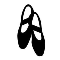 Silhouette of ballet slippers symbolizes dance, elegance, and rhythmic movement on white