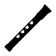 Simple Silhouette Image of a Recorder Flute Musical Instrument