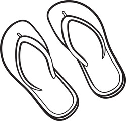 flip flops line art, black outline, vector and illustration, coloring book page line art drawing