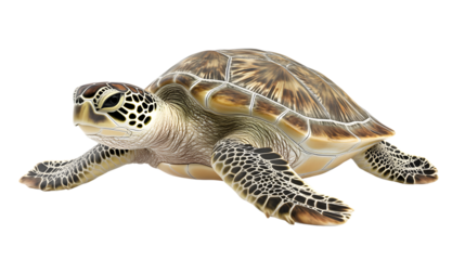 Detailed Illustration of a Sea Turtle with Intricate Shell Patterns and Naturalistic Features